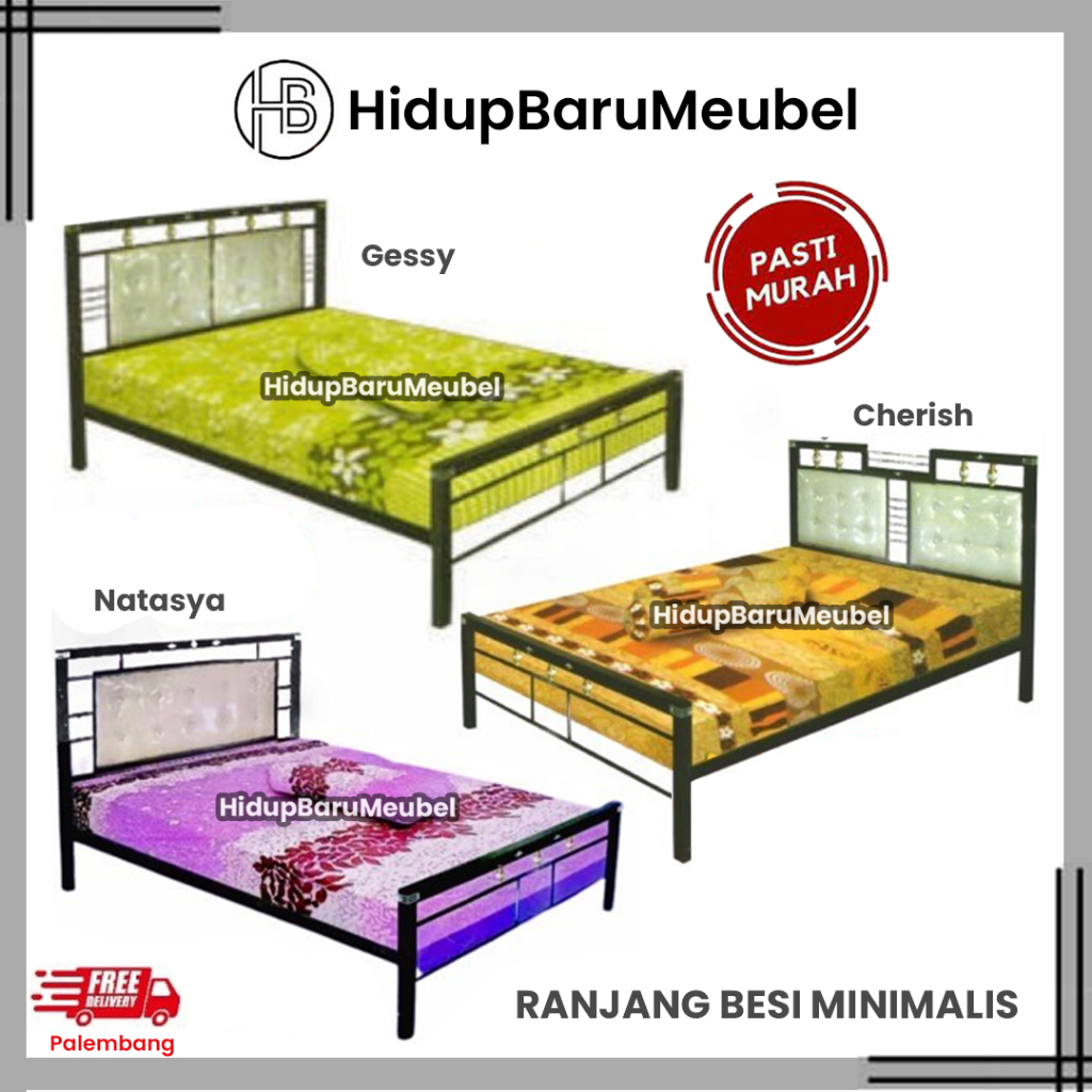 RANJANG BESI MINIMALIS / besi kuat murah / tempat tidur pabrik pabrikan jakarta / divan dipan iron b