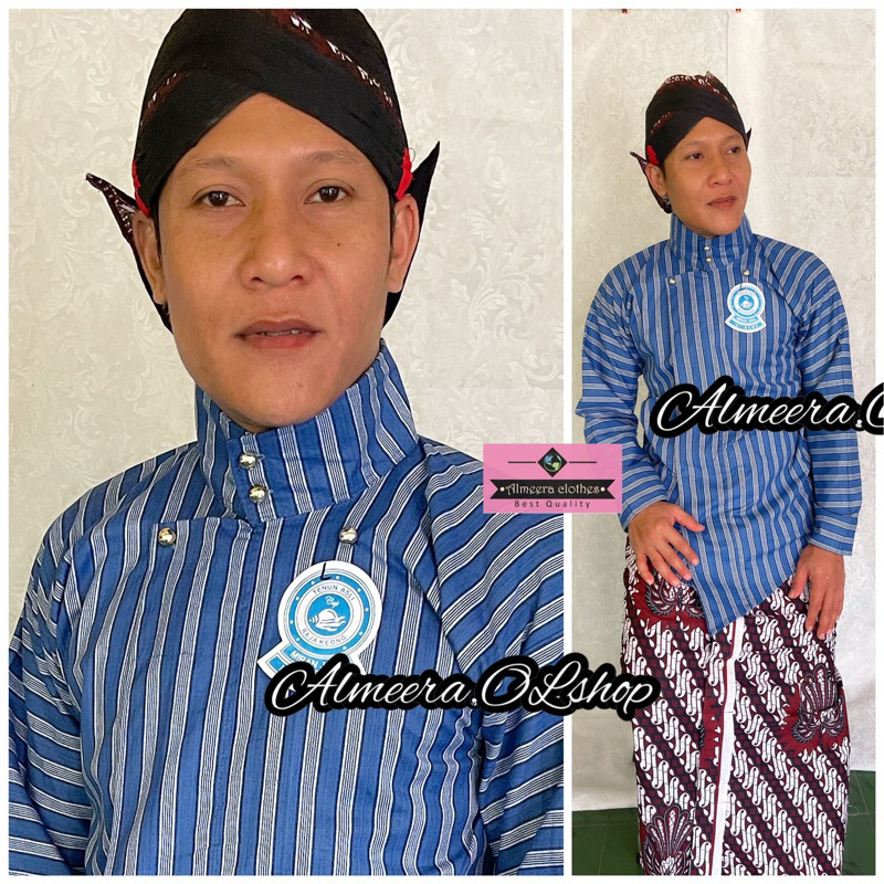 surjan lurik Alusan warna biru putih raja keong istimewa