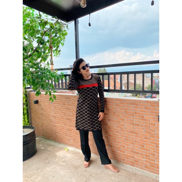 sweater dress rajut import#3-sweater rajut wanita