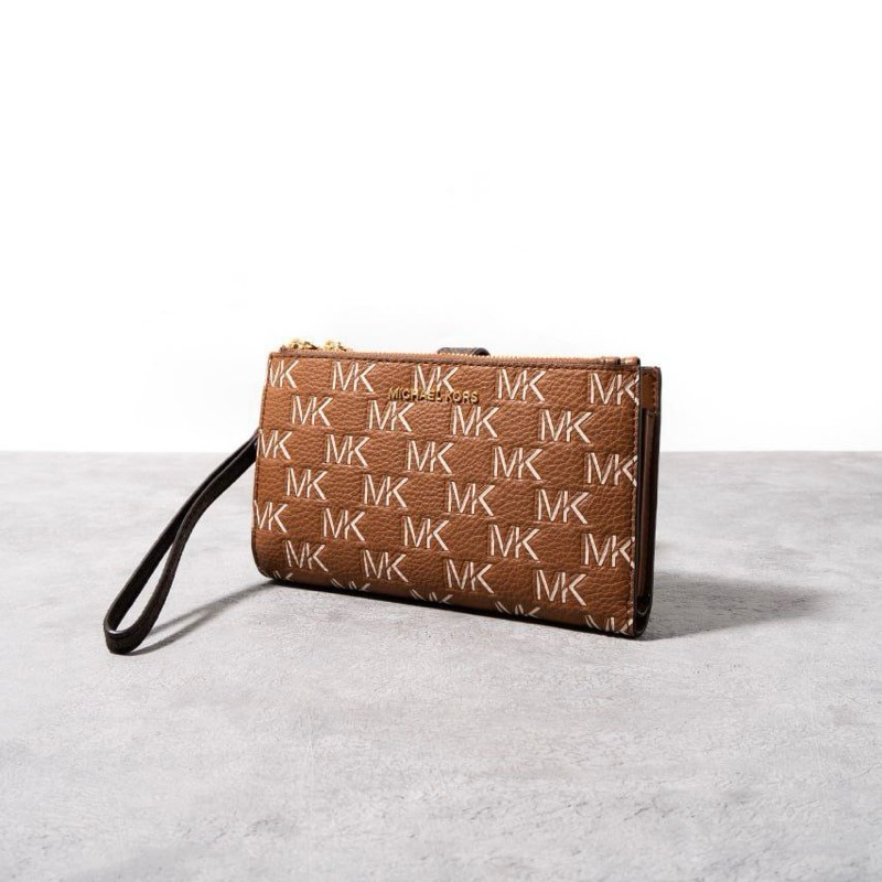 Original Michael Kors MK Jet Set Logo-Print Continental Long Wristlet Double Zip Smartphone Wallet i