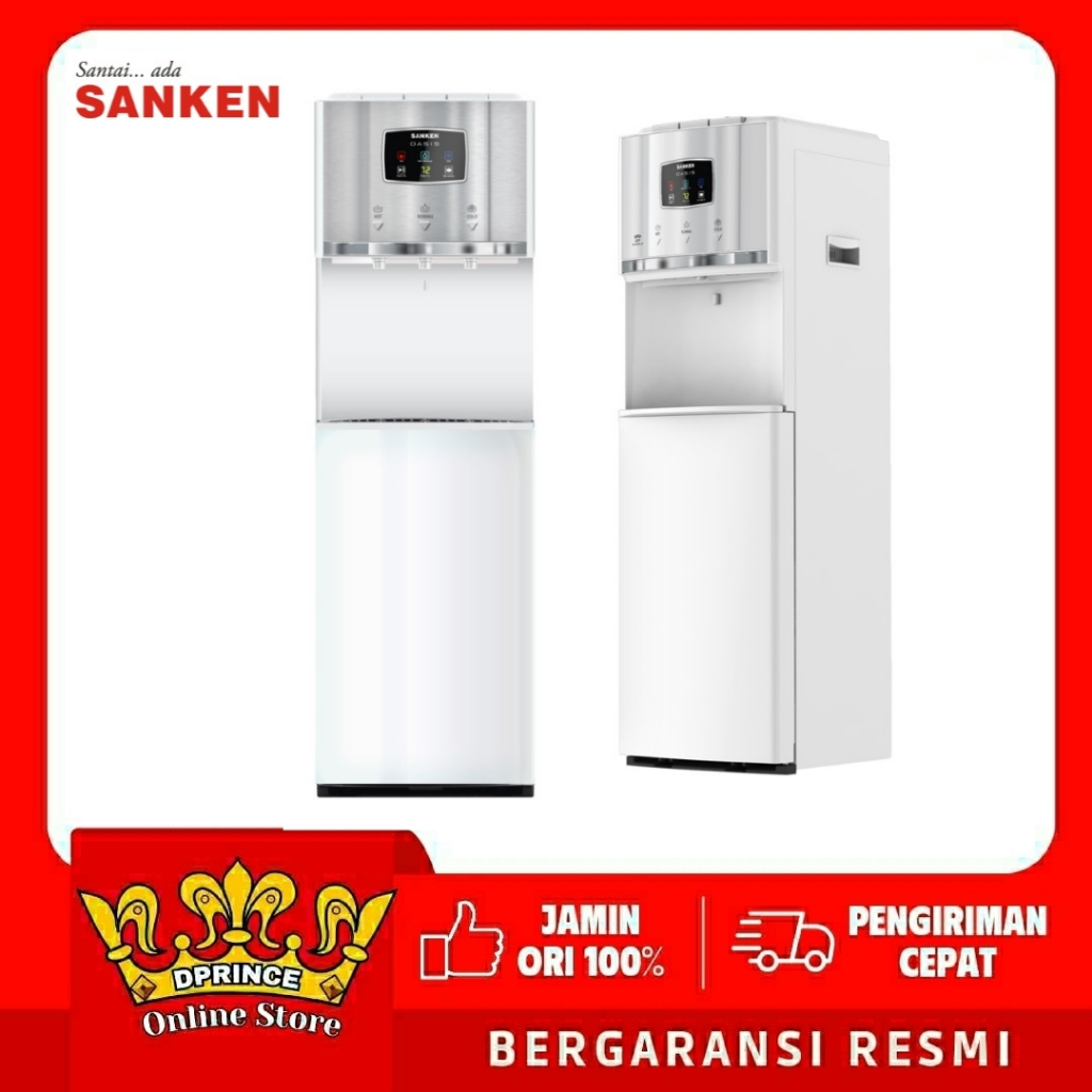 Sanken Dispenser Galon Bawah HWD-L130SS-WH Oasis Stainless Steel