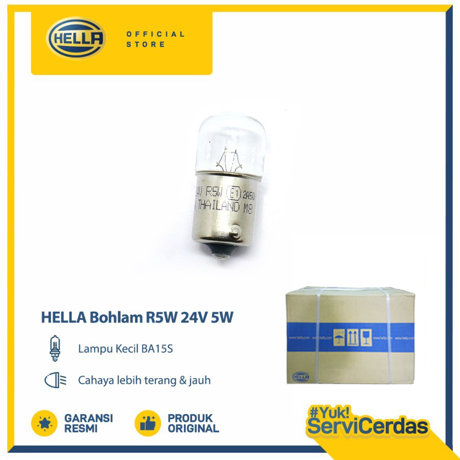Lampu Sein Mobil HELLA R5W 24V 5W BA15S K1 (DUS) - Bohlam Mobil