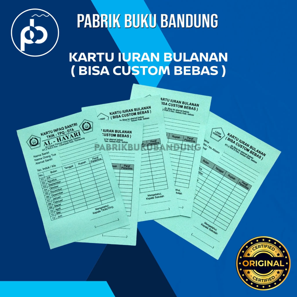 

Kartu Infaq Santri TK/TP Al-Qur'an | Iuran Pengajian Siswa 1 pack isi 10 Lembar