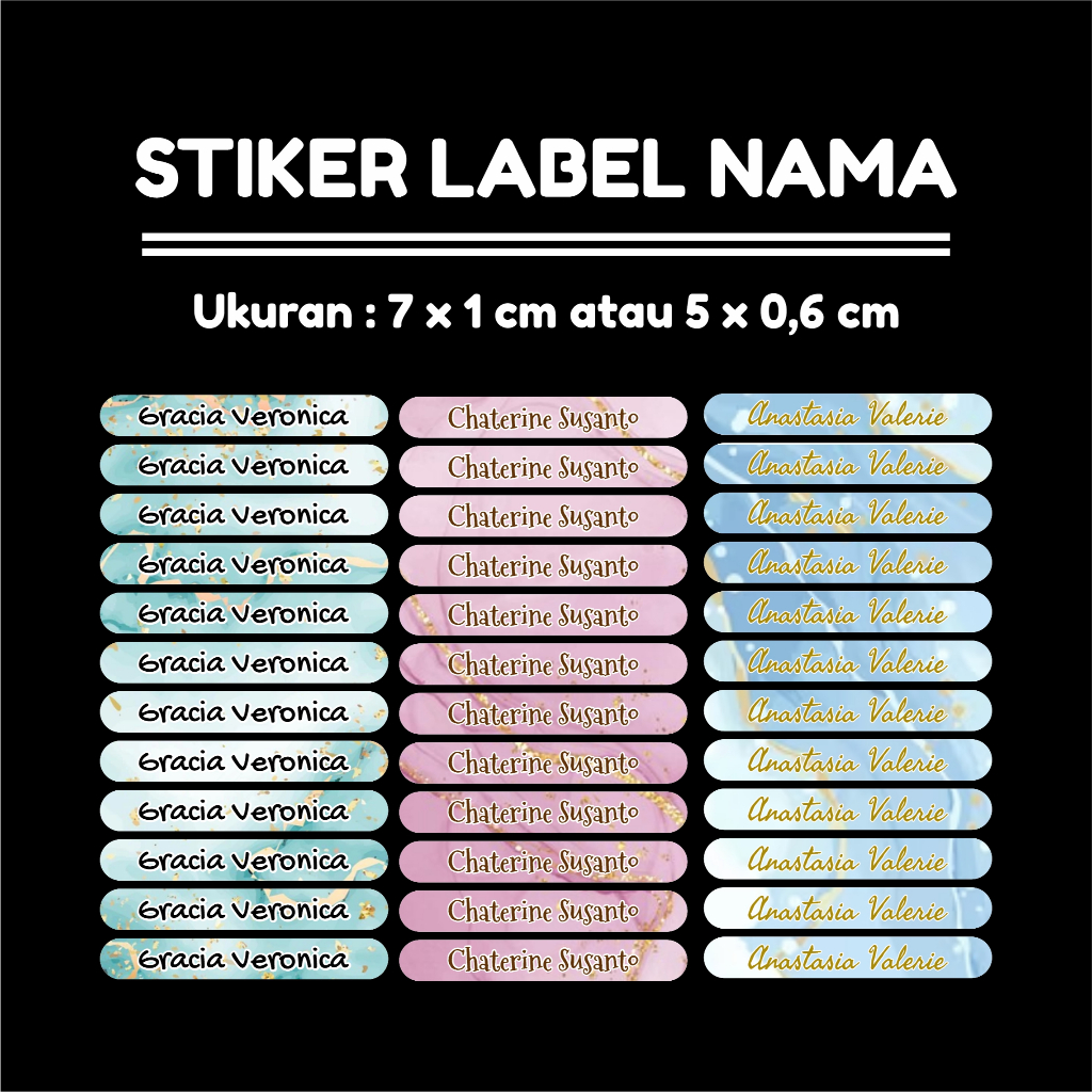 

Label Nama Custom Waterproof Motif Marble