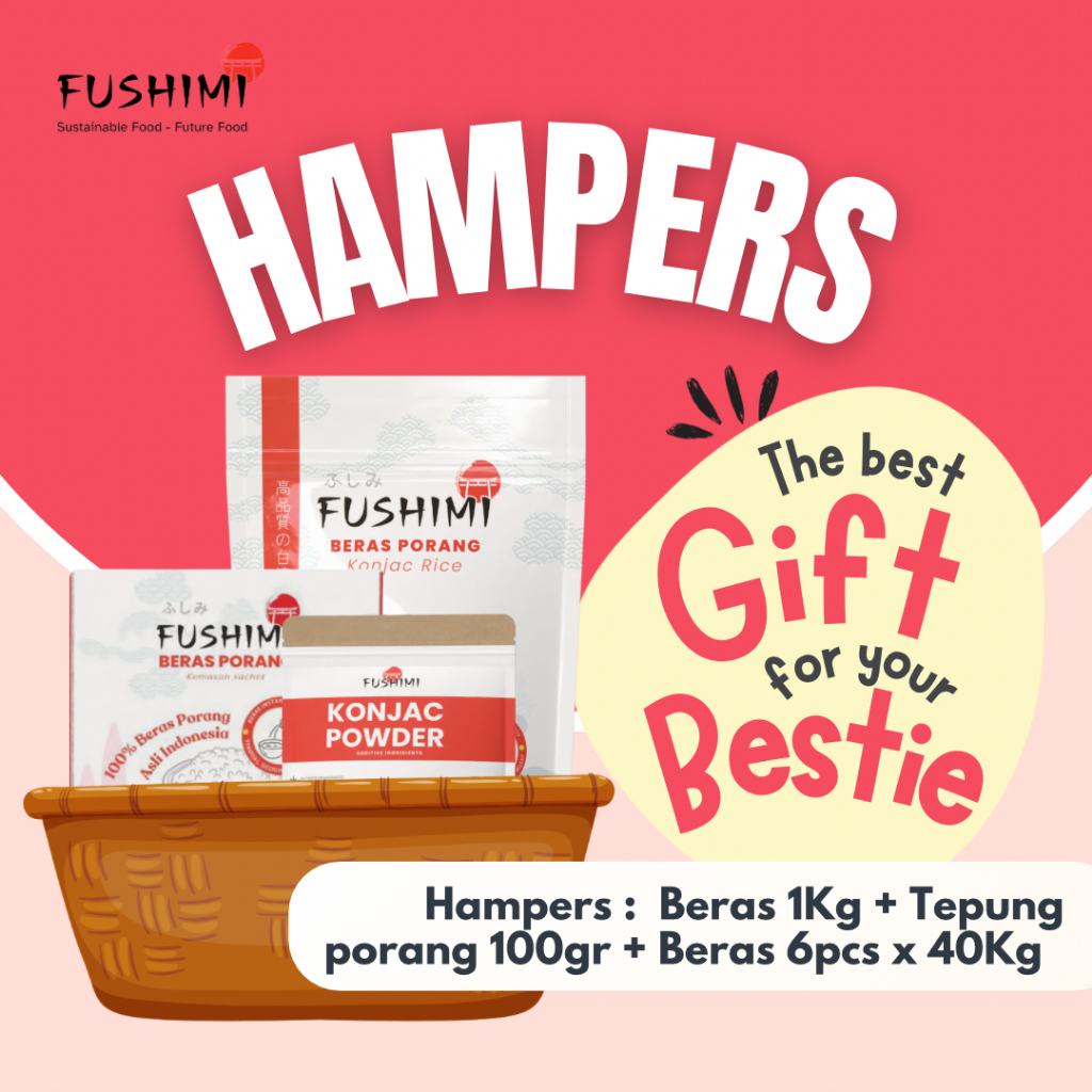 

FUSHIMI PAKET HAMPERS I beras porang 1kg, tepung porang 100gr, berang porang 40gr