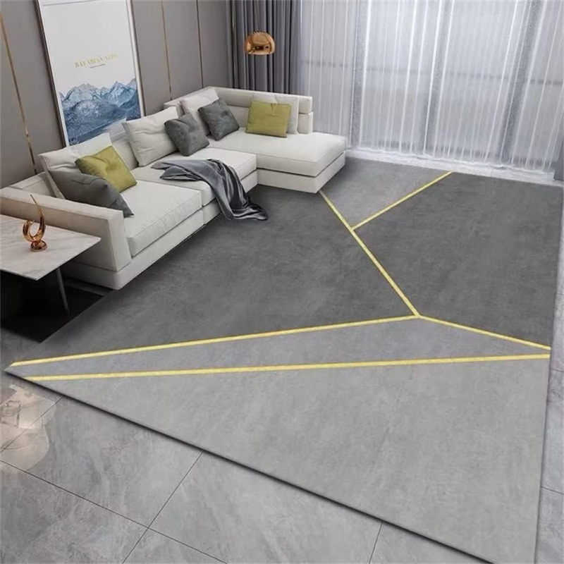 karpet lantai abstrak permadani bulu lembut anti slip 80x120cm warna grey BQ001