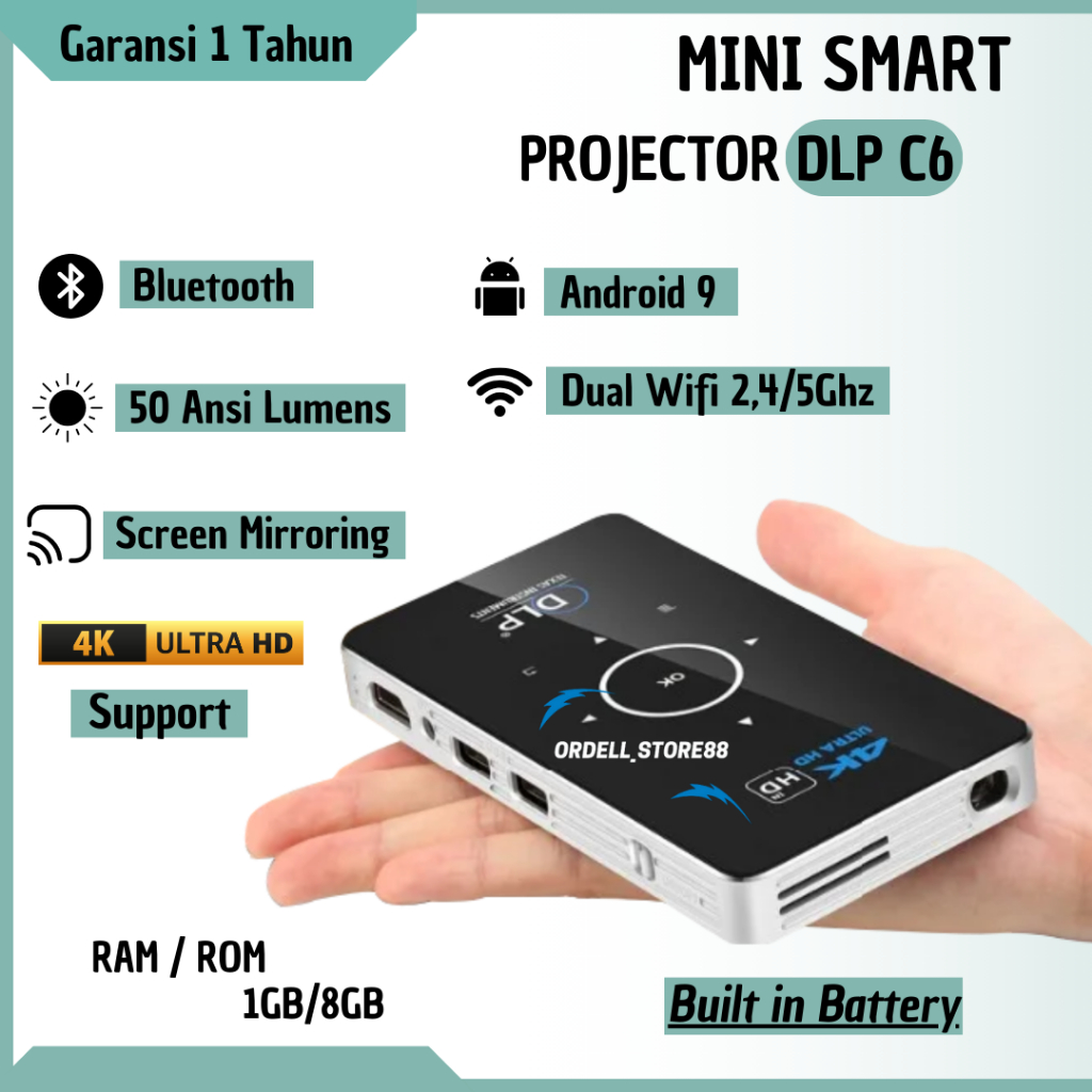 C6 DLP Projector / C6 DLP | C6 DLP Projector Mini Smart Android S905X 4Core / C6 DLP MINI PROYEKTOR