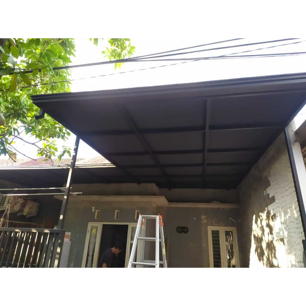 kanopi minimalis bahan atap spandek+GRC