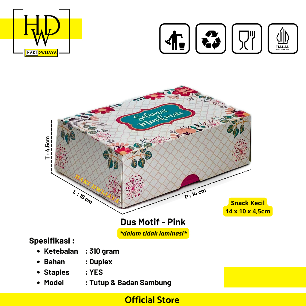 

[MIN 20Pcs] Dus Snack Kecil 14x10x4,5cm Full Colour - Motif Pink