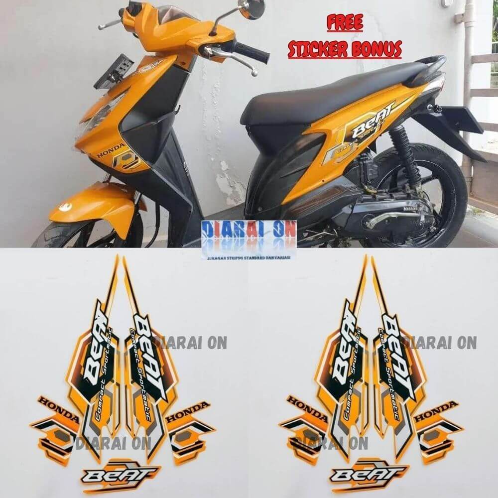 Striping Stiker Honda Beat Karbu 2008 2009 Oren Murah