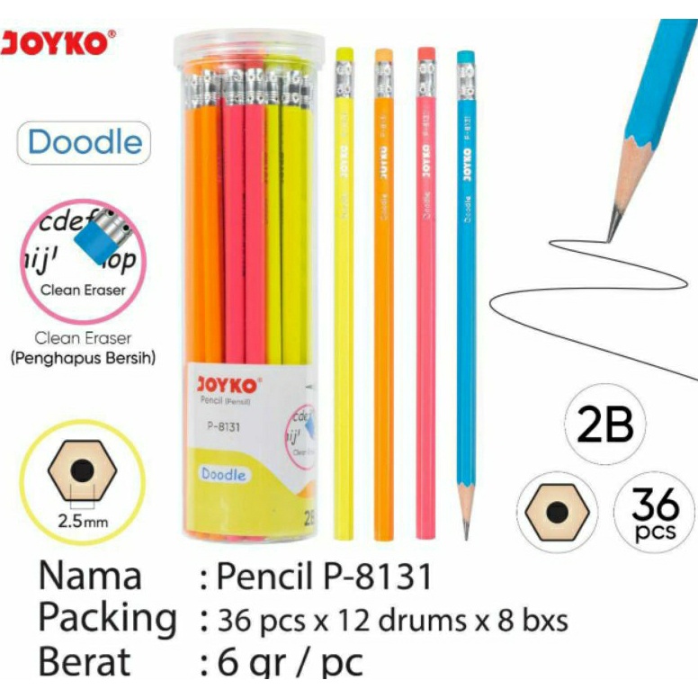 

pensil tabung 2B joyko P3181 isi 36 pc KODE K9E9