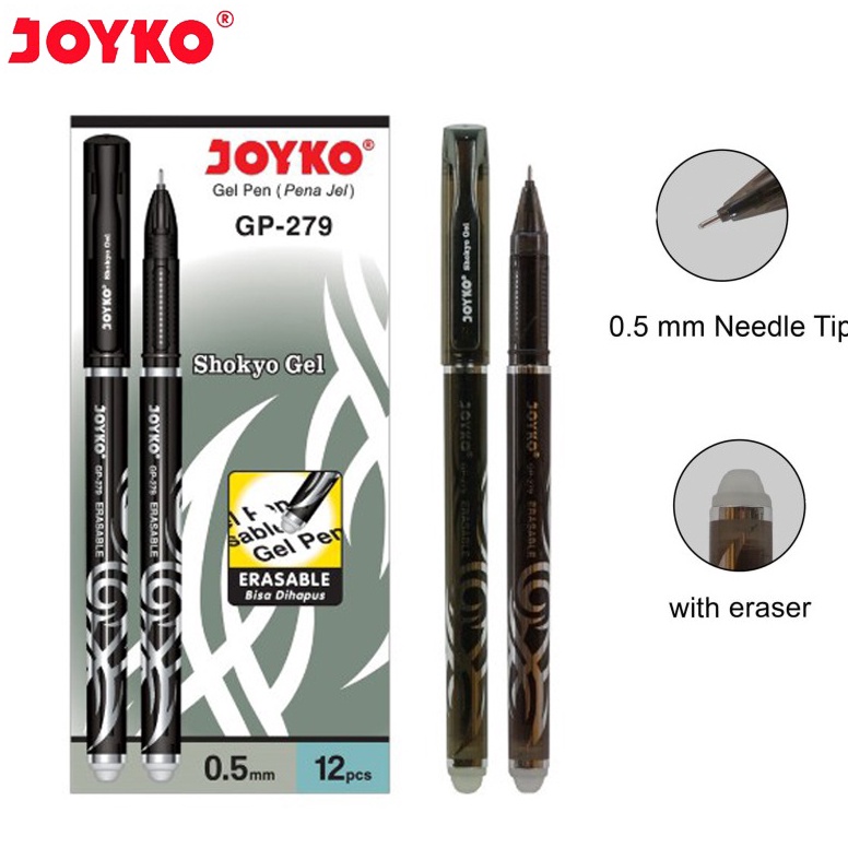 

1 LSN12 PCS Erasable Gel Pen Pulpen Pena Bisa Dihapus Joyko GP279 KODE X3U3