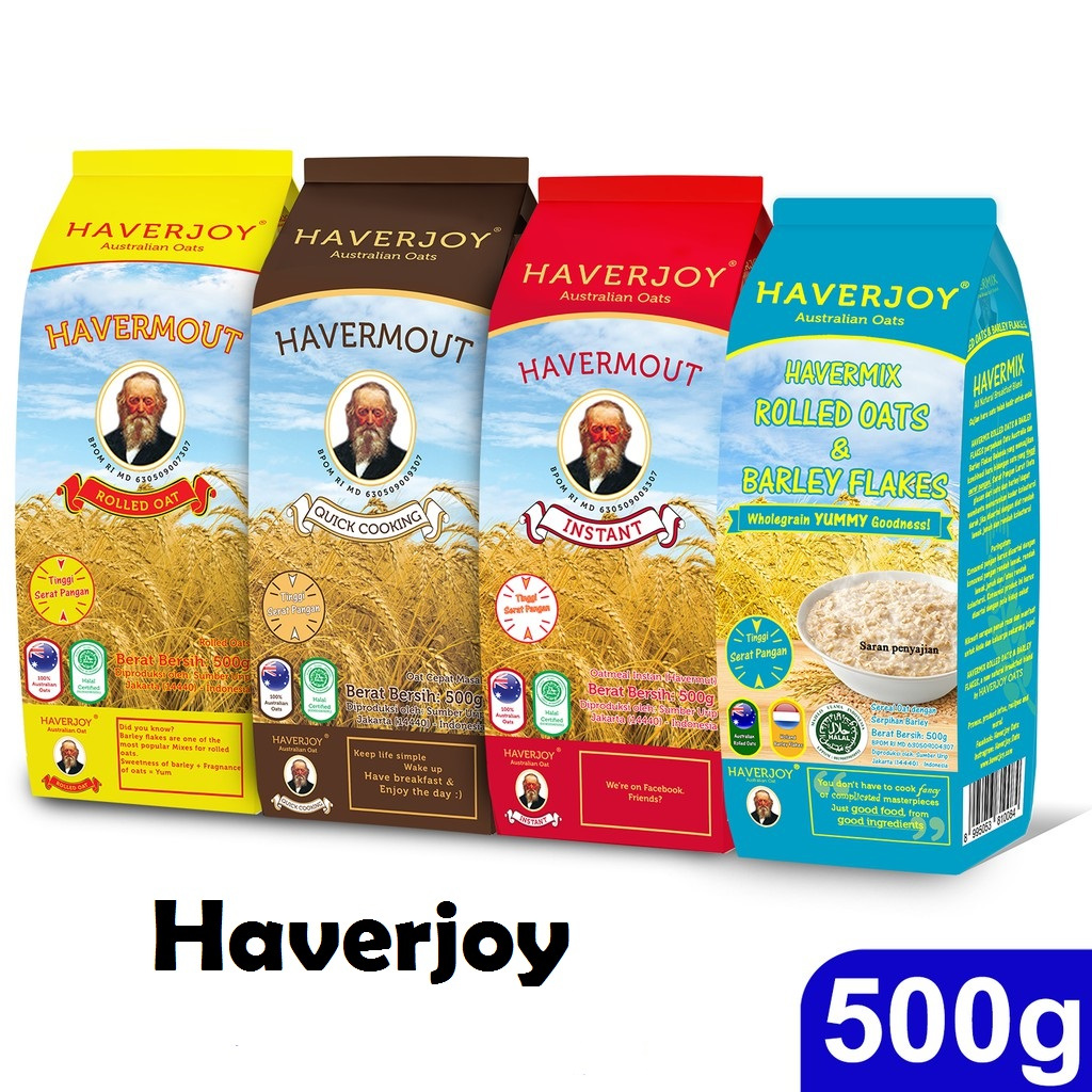 

HAVERJOY ROLLED OAT COKLAT 500GR / Oat Meal Sarapan Instan Quick Qooking