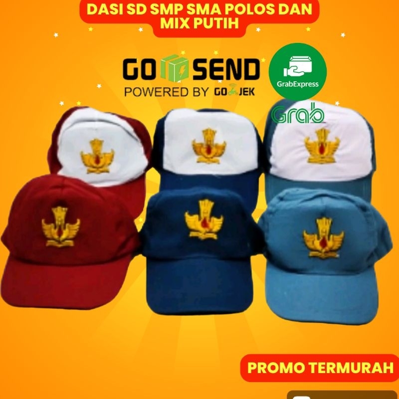 ORI topi sekolah lengkap topi sd merah putih topi sd polos merah topi smp biru putih topi smp polos 