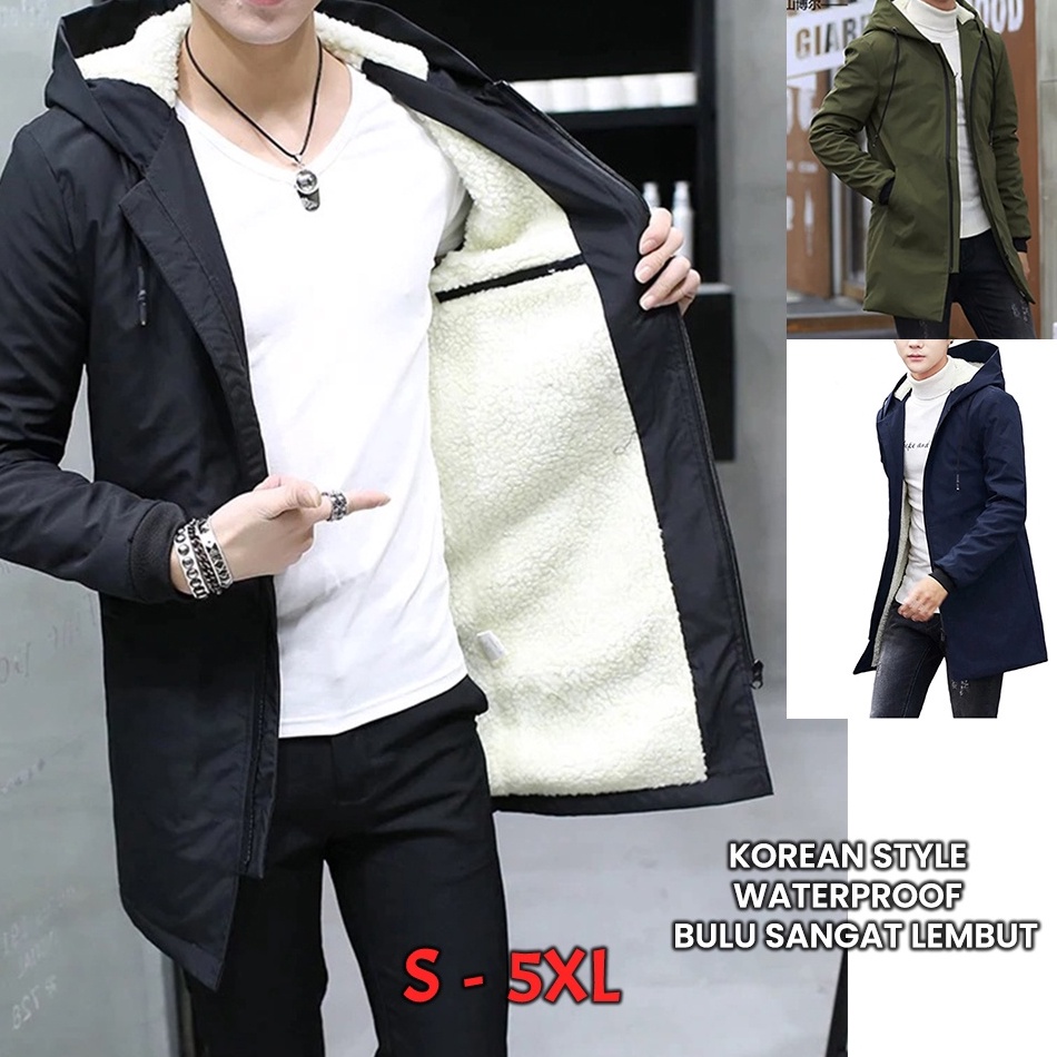 KODE R24X Jaket pria casual kekinian SHERPA  jaket pria korean style  jaket sherpa  long coat pria k