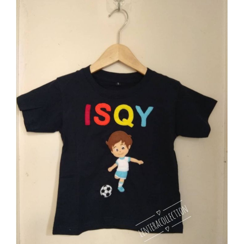 Kaos nama dan karakter dari kain flanel (Warna biru dongker)