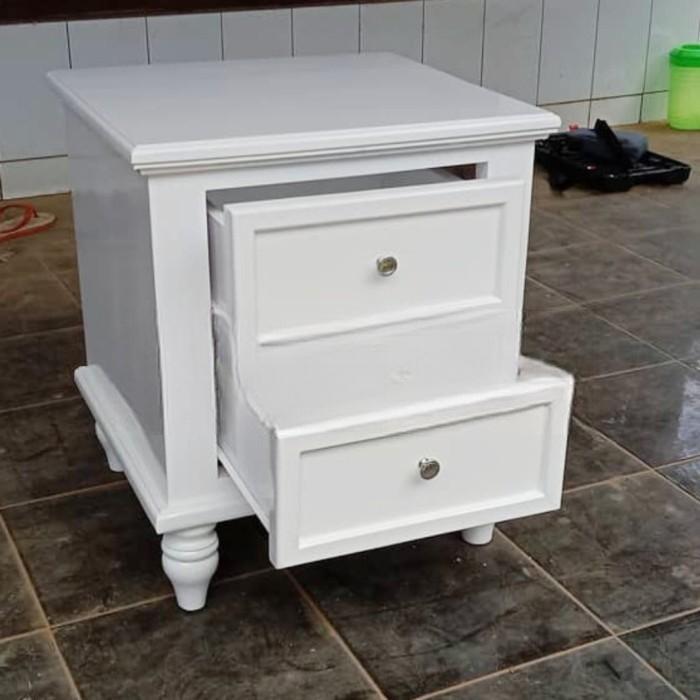 Meja Nakas Laci Minimalis, Nakas 2 Laci Minimalis Putih, Nakas Duco