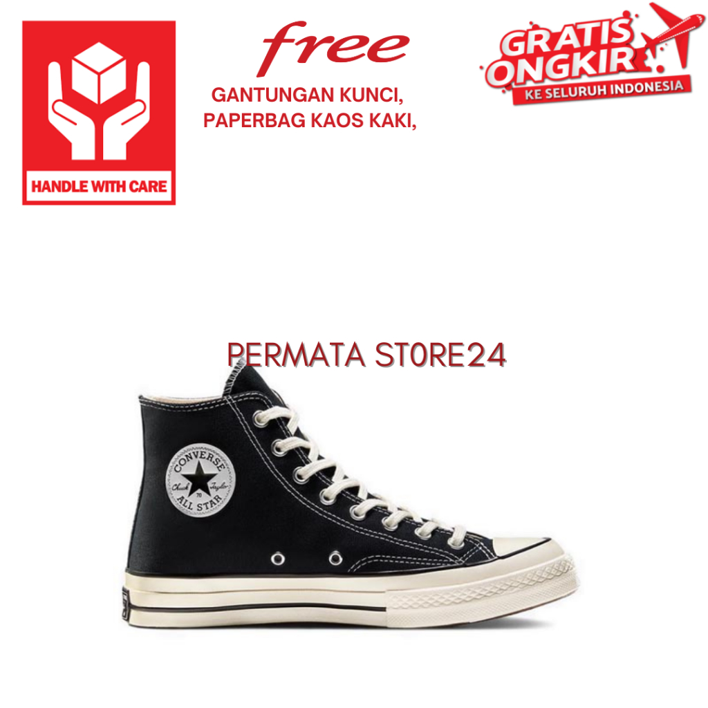 Converse Chuck Taylor 70s All Star Hi Black White 100% ORI COD Egret Sneakers Casual Pria Wanita Sep