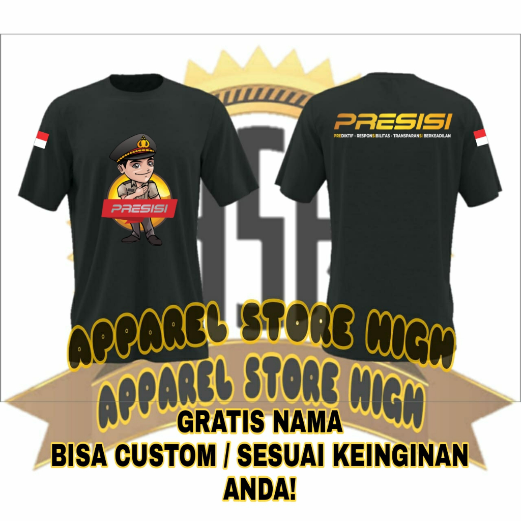 Kaos Logo Presisi / Baju Polisi / Atasan Pria Wanita Presisi Polri Lengan Pendek Kaos Polisi COD Jat