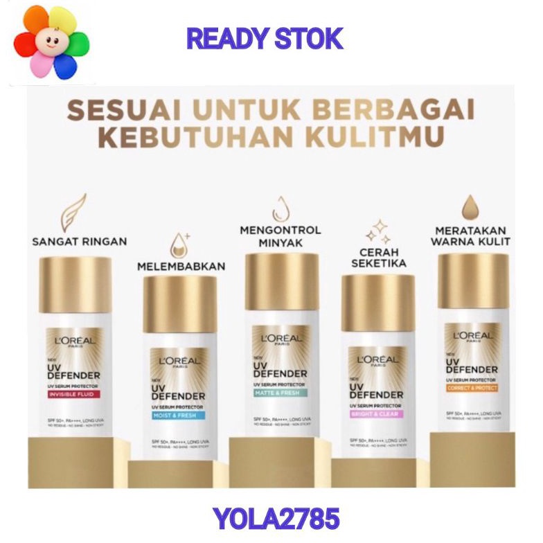 Loreal Loreal Paris UV Defender Serum Protector Sunscreen Bright Clear Correct Protect Invisibel Flu