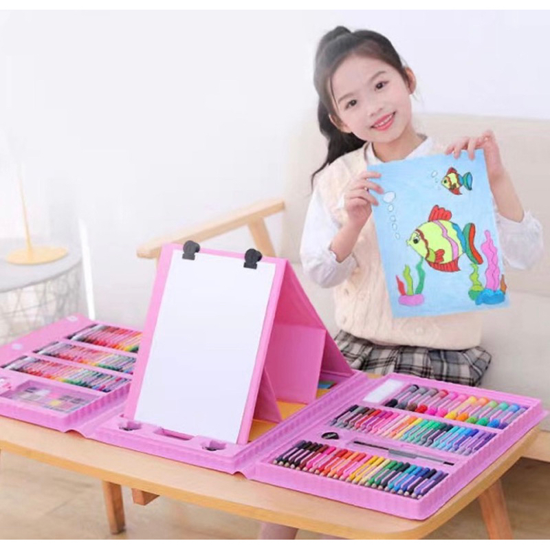 

Crayon Anak Pengasah 208pcs Set Alat Menggambar Melukis Anak-anak Crayon Cat Air Pensil
