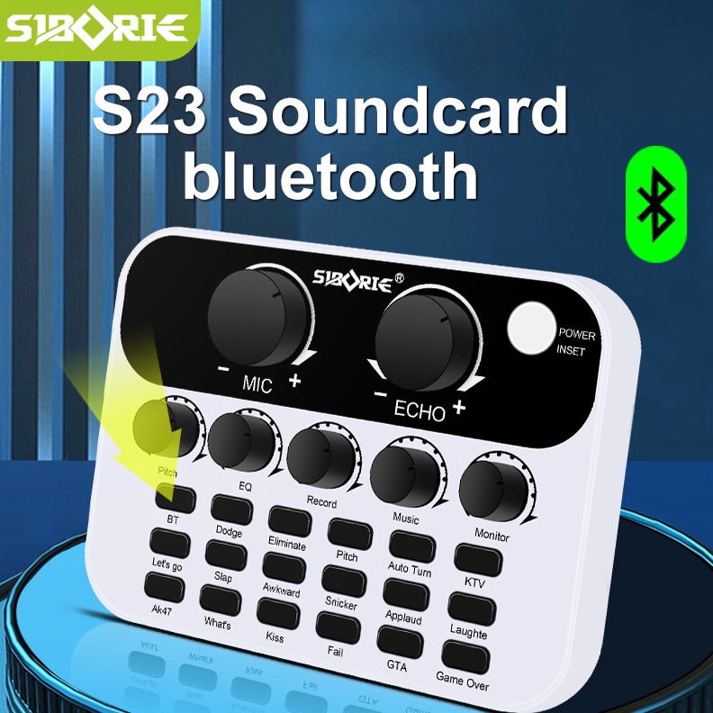 Siborie S23 Soundcard Audio USB External Karaoke Sound Card mic Mixer Bluetooth d Z1U8