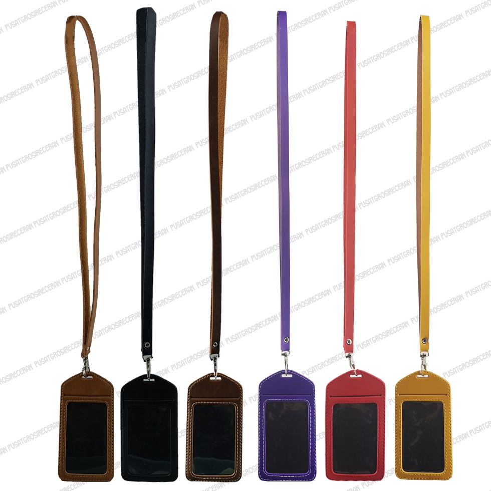 

PRODUK TERBARU ID Card Holder PVC Leather Name Tag Lanyard Gantungan Nama