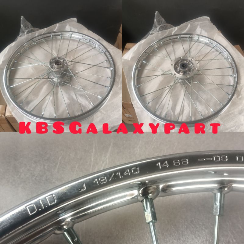 VELG PELEK PELAK RODA DEPAN SET JARI JARI KAWASAKI KLX 150 RING 19 ORIGINAL