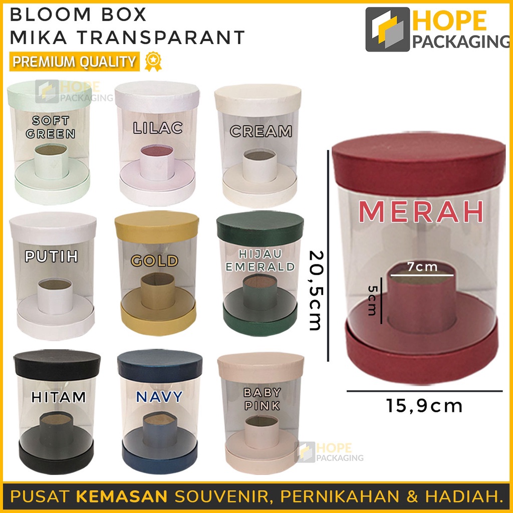 

HEBOH Bloom Box Bulat Kotak Mika Transparant Kado Bunga Souvenir Wisuda Flower Box