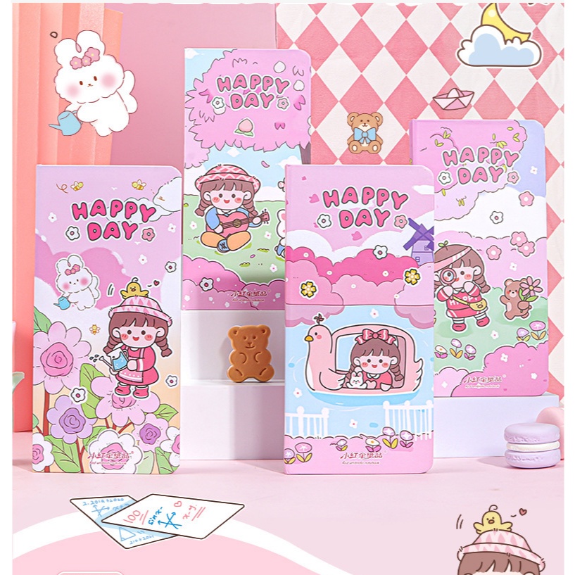 

DISKON SPESIAL Happy Day Notebook A6 kertas berwarna Harcover travel book planner