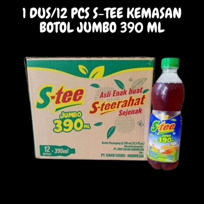 

1 DUS/12 PCS S-TEE MINUMAN TEH MELATI KEMASAN BOTOL JUMBO 390 ML TStore