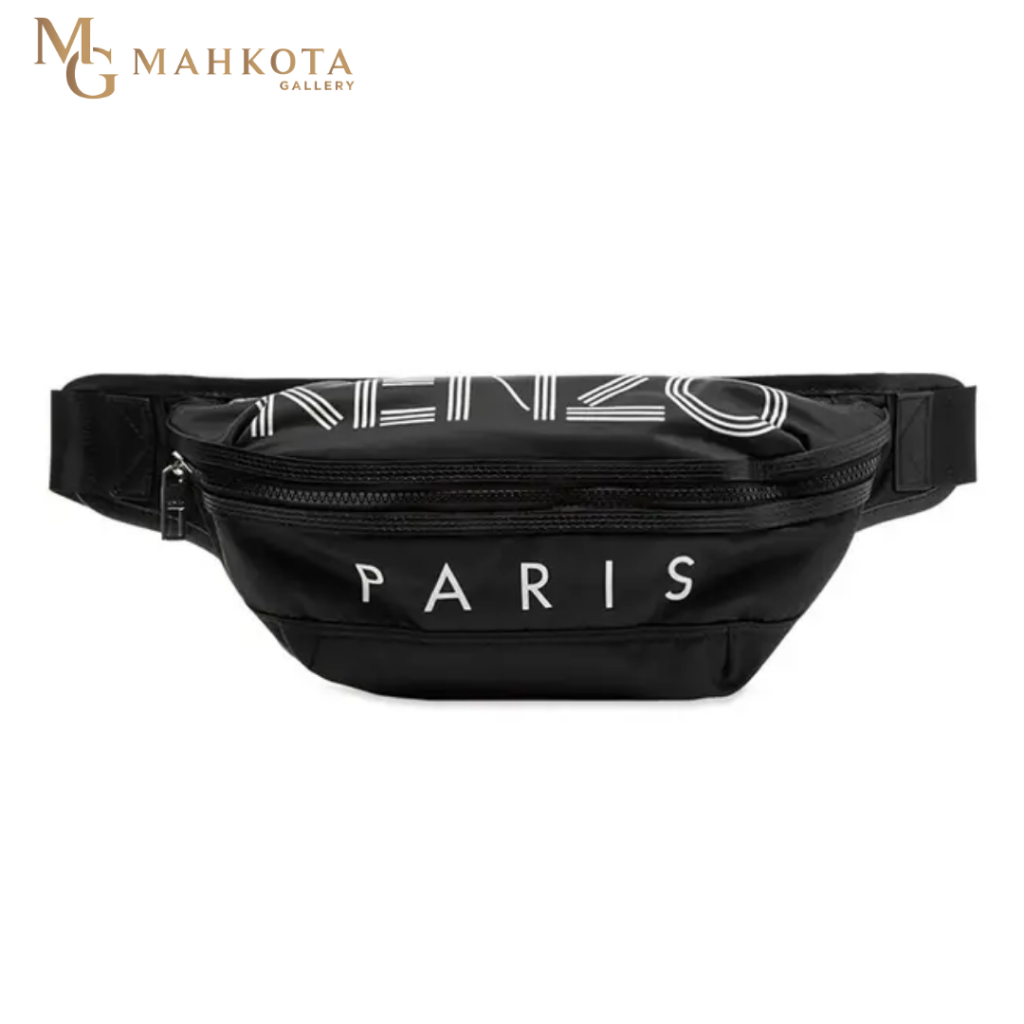 Tas Pinggang Cowok Kenzo Paris K52185 Bumbag Logo Waist Bag Original Belt Bag Black