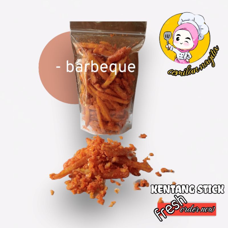 

cemilan kentang stick kriuk enak gurih varian barbeque
