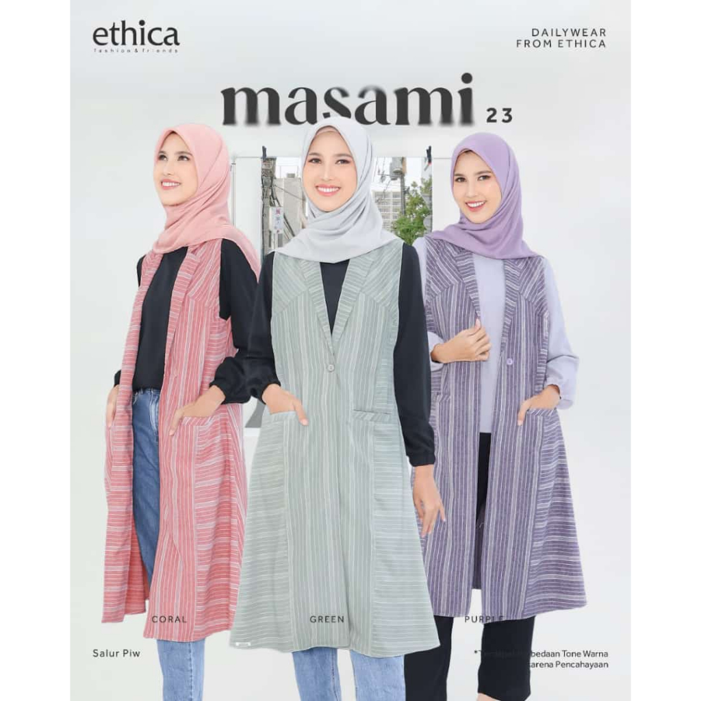 ETHICA | OUTER CARDIGAN DAILYWEAR MASAMI 23 GREEN, PURPLE, CORAL D20P