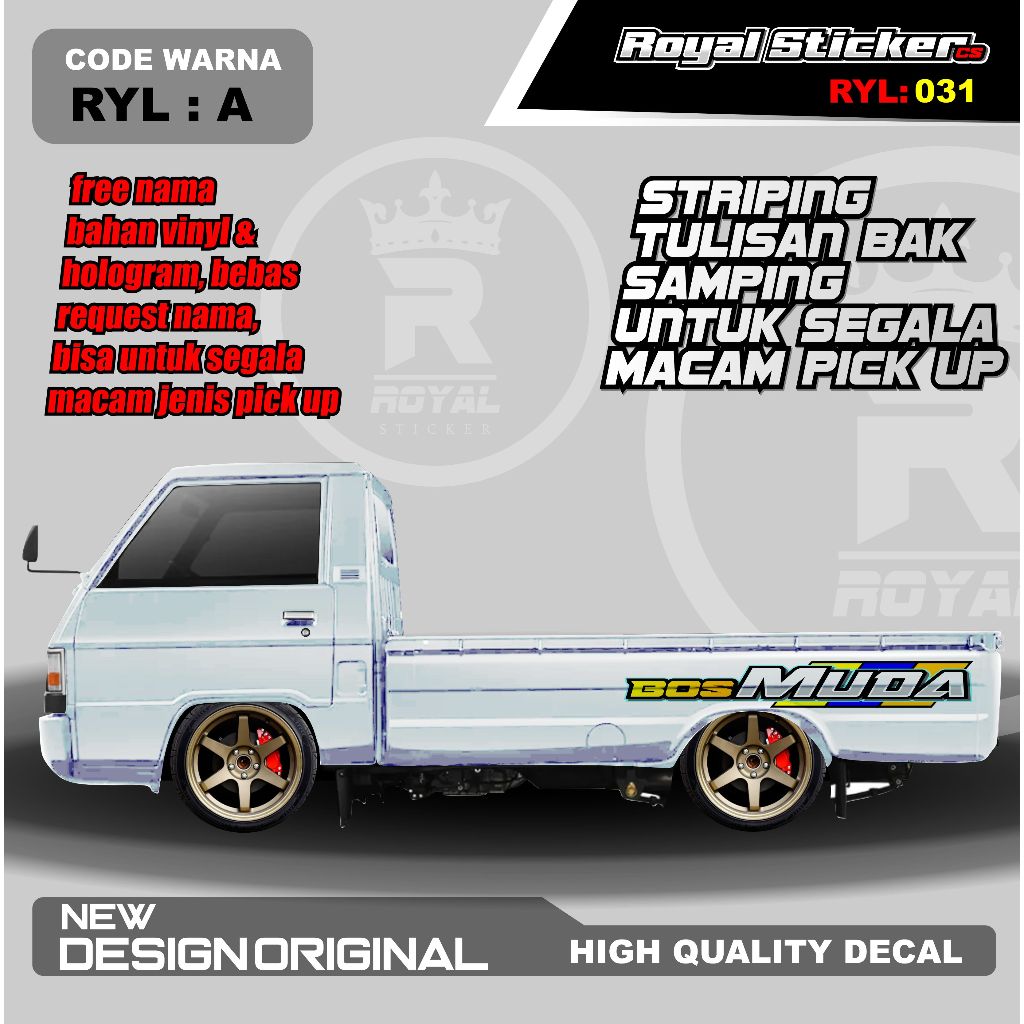STIKER DECAL BAK SAMPING MOBIL PICK UP GRANDMAX-STIKER MOTIF KECE CARRY GRANDMAX - FREE CUSTOM NAMA 