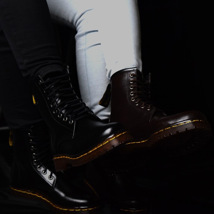 Sepatu boots wanita kulit asli sepatu boot unisex kulit asli coklat dan hitam