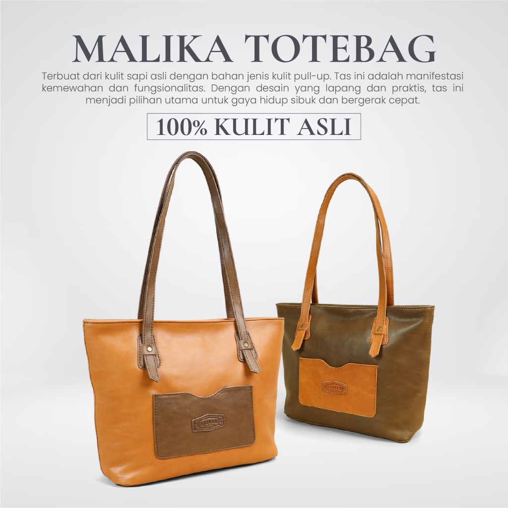 MALIKA Tote Bag Tas Selempang Bahu Kulit Asli Wanita Shoulder