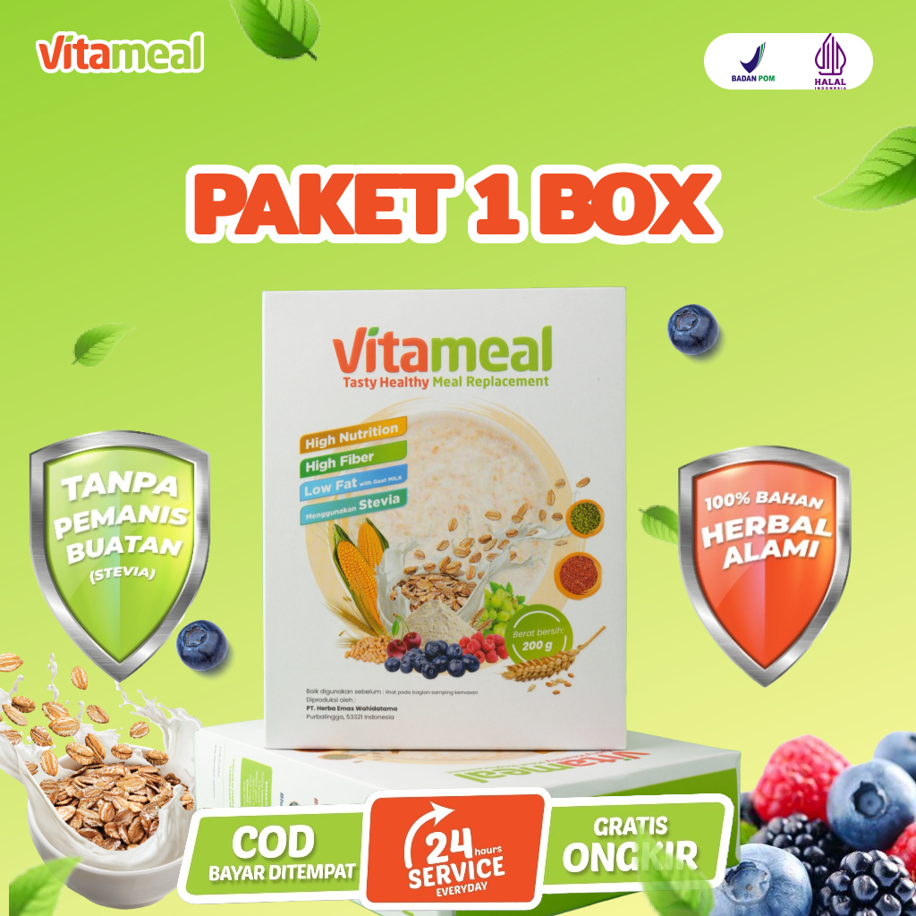 

VITAMEAL Sereal Sehat Alami Berkualitas Multigrain Bantu Turunkan Gula Darah Cegah Diabetes dan Kolesterol Alami Tanpa Efek Samping