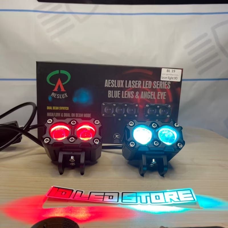 Lampu Tembak Led 2 Mata Aeslux BL 19 Blue Lens Putih kuning Devil Merah Dan Ice Blue Harga