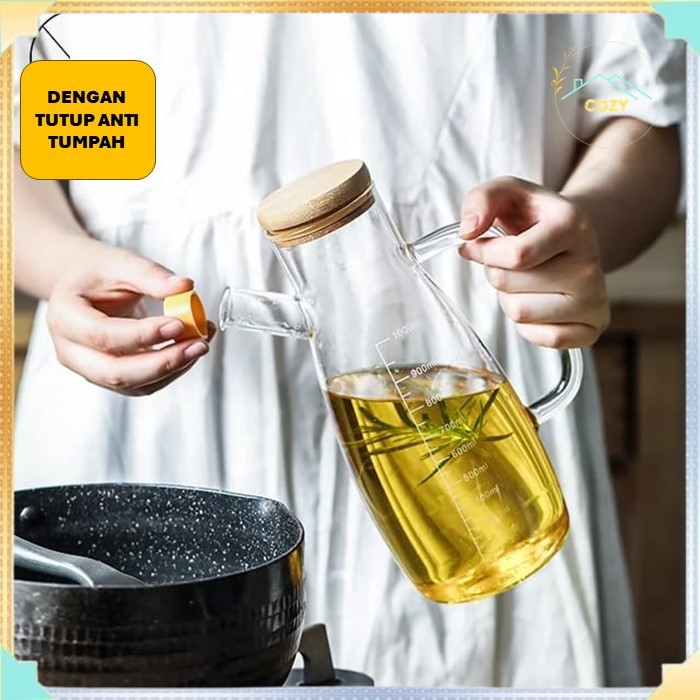 Juice Pitcher Oil Pitcher Botol minyak Goreng Kaca Aesthetic Tempat Minyak 1 Liter 1800 ml