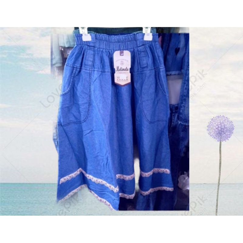 Rok Jeans Lebar Payung Premium Panjang 7/9 Dewasa