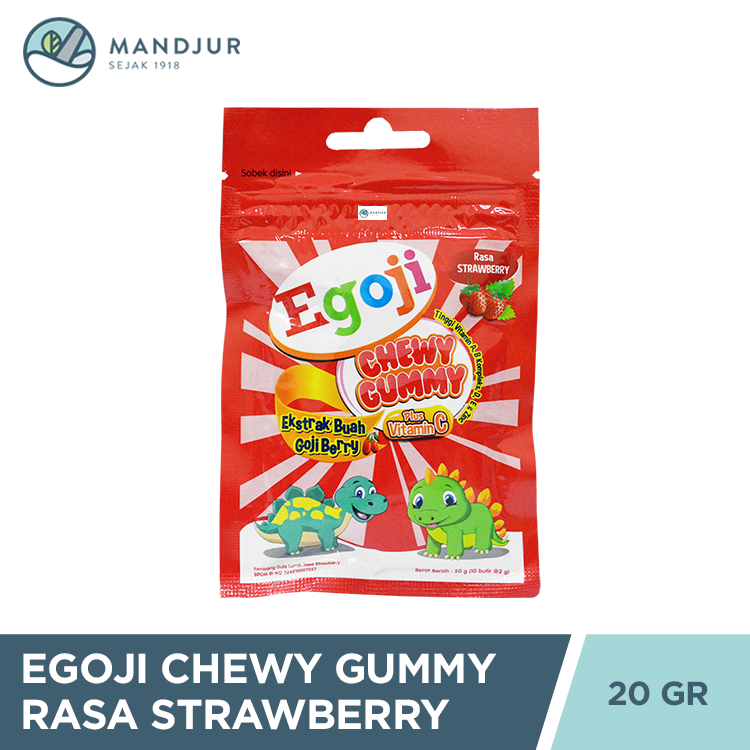 

Egoji Chewy Gummy Strawberry Isi 10 Butir - Permen Gummy Vitamin C