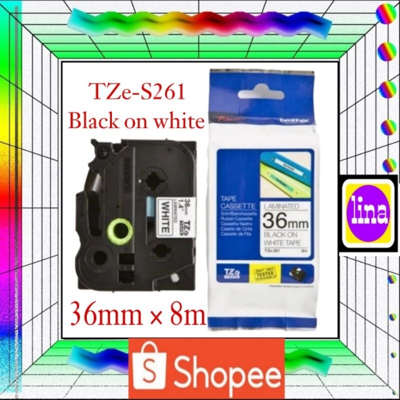 

Brother Label Tape TZe-S261 Black on white 36mm × 8m original