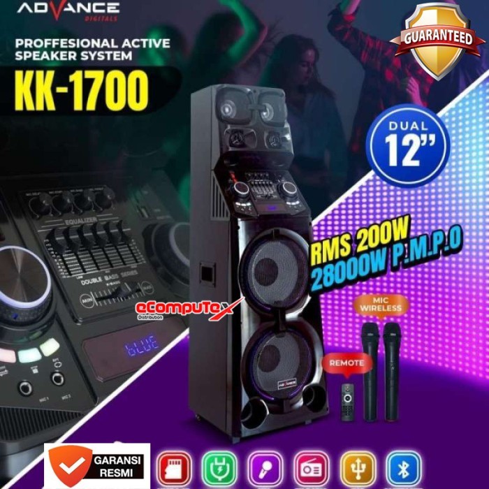 SPEAKER ADVANCE  KK1700/KK-1700 BLUETOOTH FREE 2 MIC WIRELESS - GARANSI RESMI