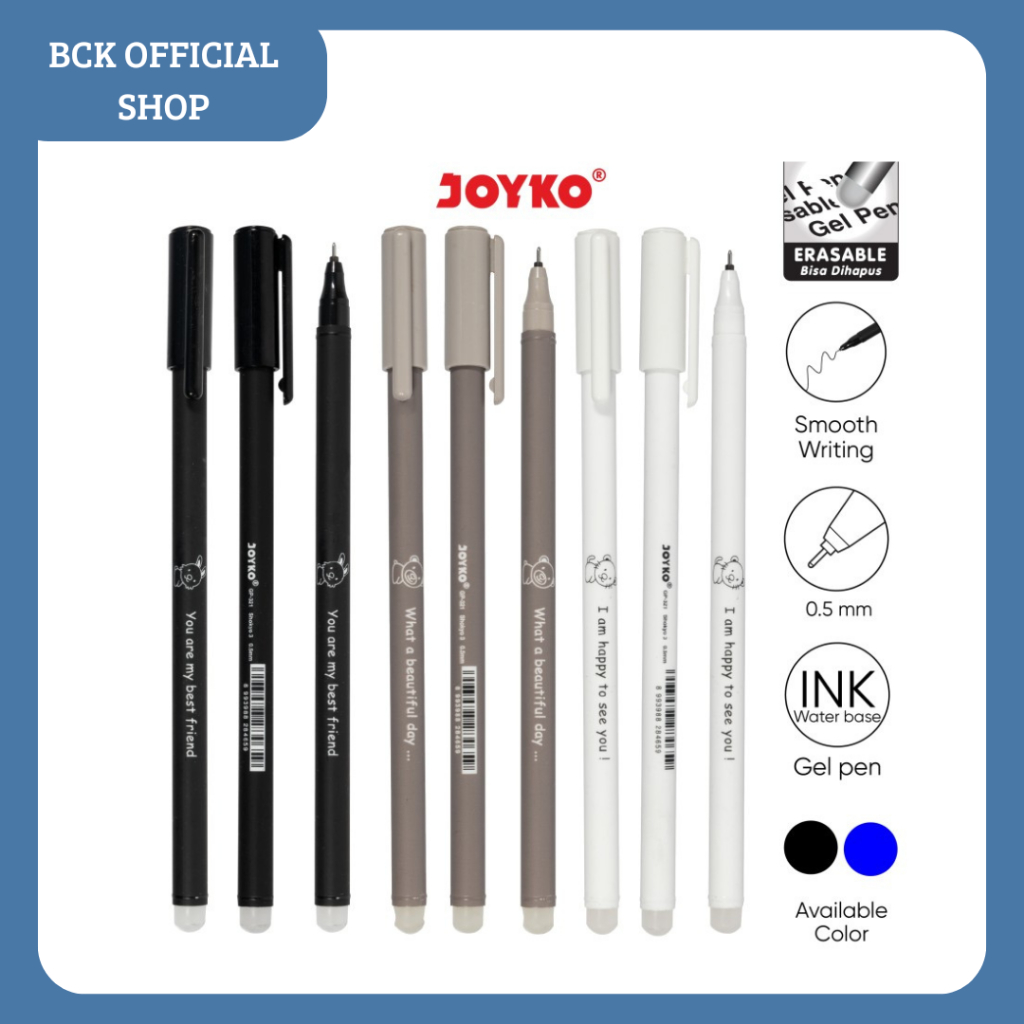 

Gel Pen Erasable GP-321 Joyko / Pulpen Bisa Dihapus Shokyo 3 Gel 0.5 mm - Hitam dan Biru (PCS)