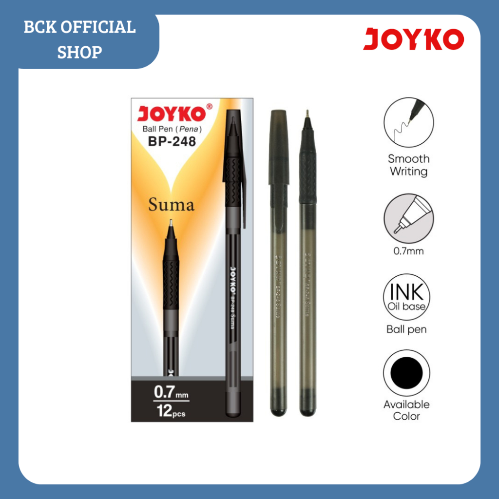 

Ball Pen Joyko BP-248 Suma / Pulpen 0.7 mm - Hitam (PCS)