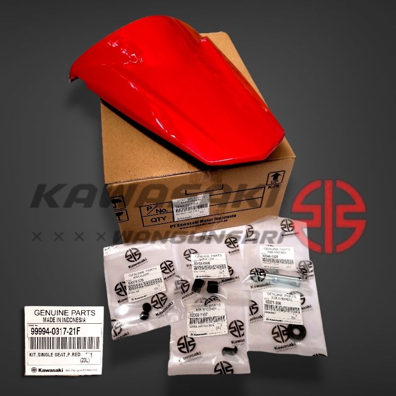 Original Single Seat Cover Jok Belakang Merah Set Ninja 150 rr new - 99994-0317-21F