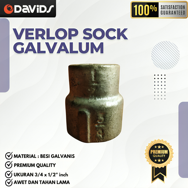 Verlop Sock Sambungan Pipa Reducer Besi Galvanis 3/4 x 1/2 Inch