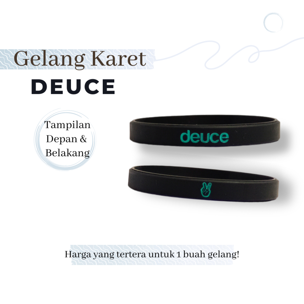 Gelang Karet Pria Hitam Distro Original Deuce Rubber Bracelet Kasual Sport Hype
