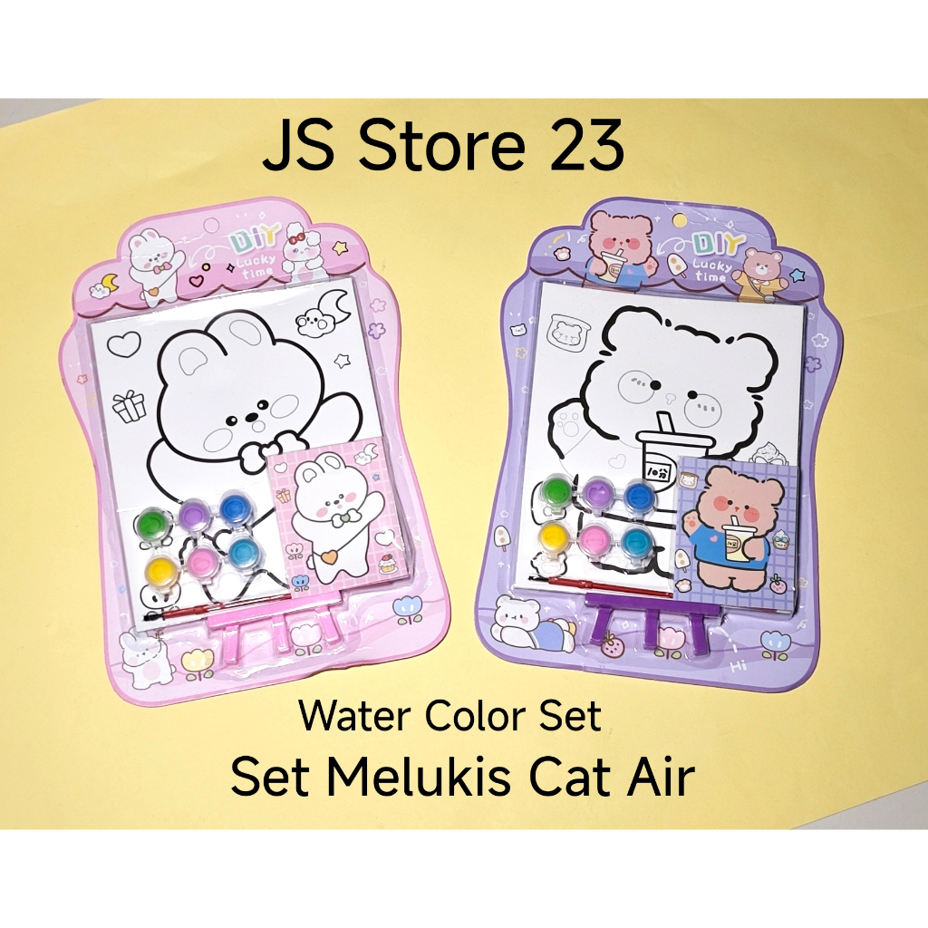 

Water Colour Painting Set / Set Melukis Cat Air / Cat Air Set Dengan Gambar Untuk Dilukis Mewarnai / Set Mewarnai Anak2
